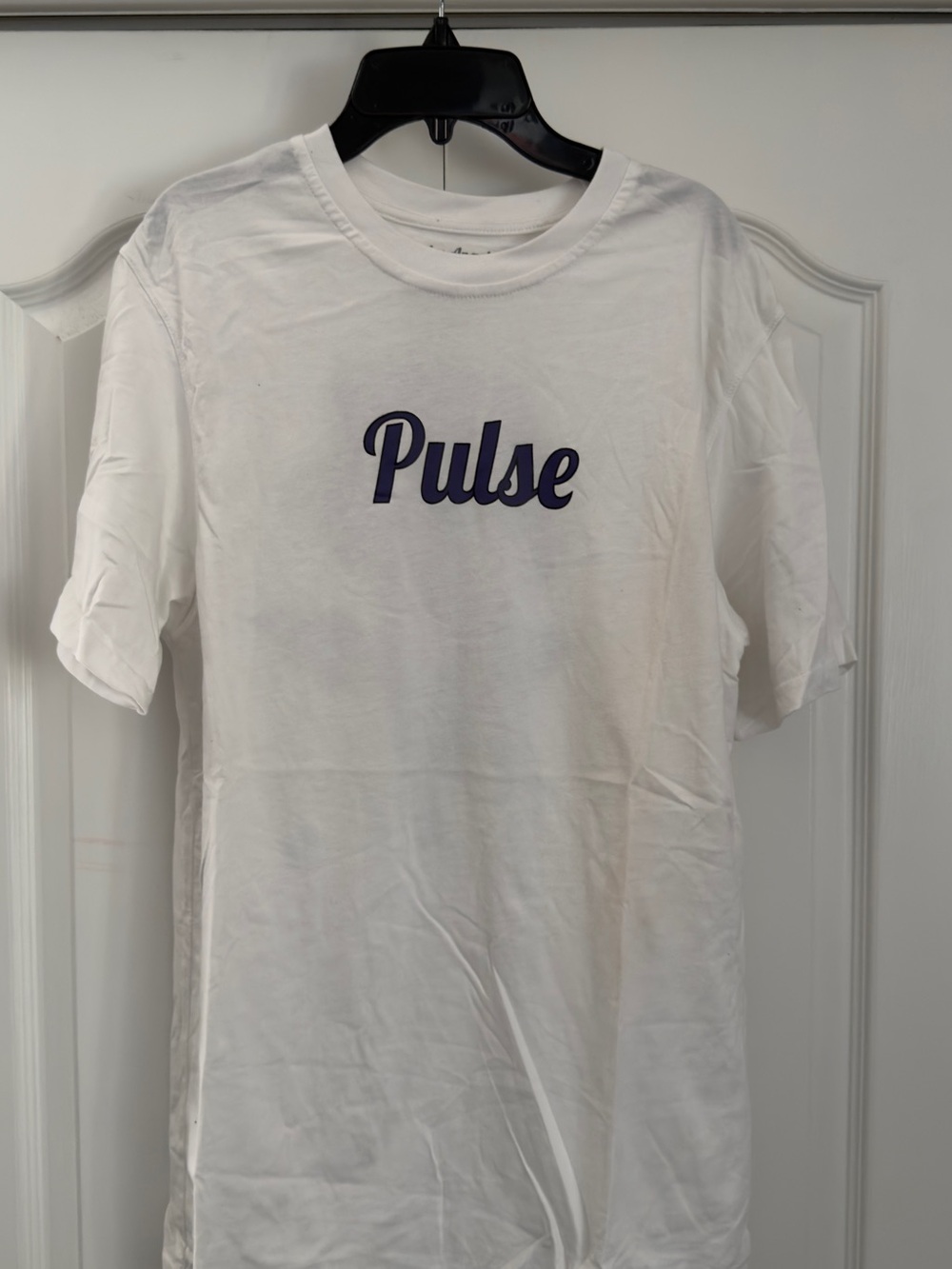 Pulse White Tee with Purple Script